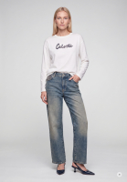 Straight-fit jeans with rhinestones
