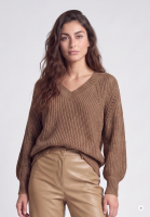 V-neck sweater with metallic blend