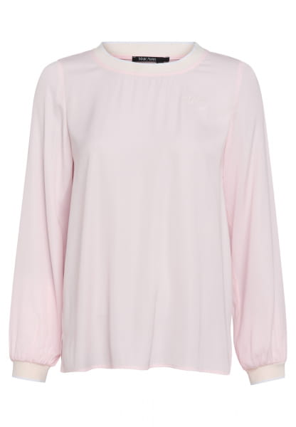 Satin Top mit Strick-Bündchen