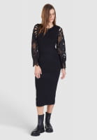 Knitted dress with lace sleeves