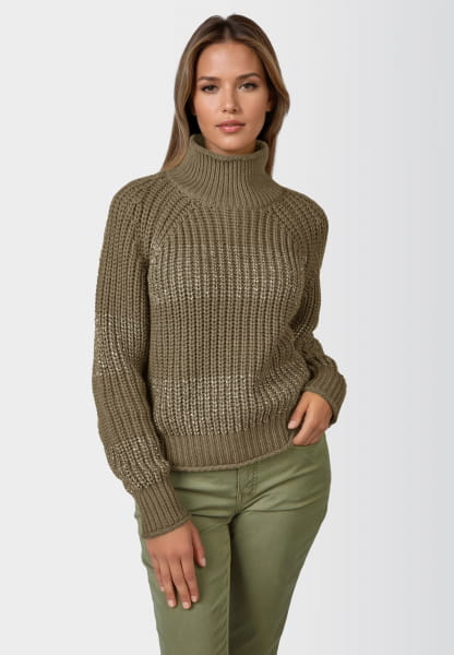 Rippen-Pullover mit Pailletten-Ringeln