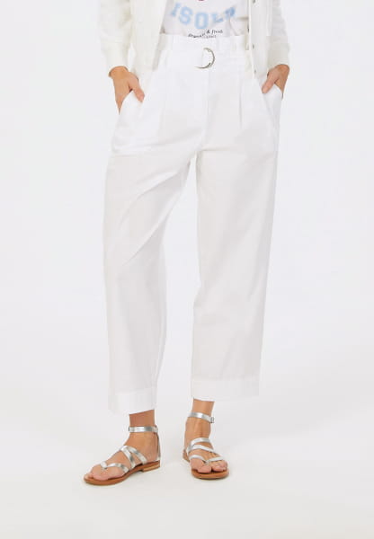 Paperbag trousers in shimmering fine twill