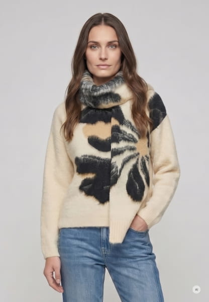 Sweater with floral intarsia