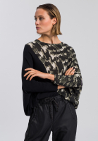 Poncho jumper with abstract camouflage print