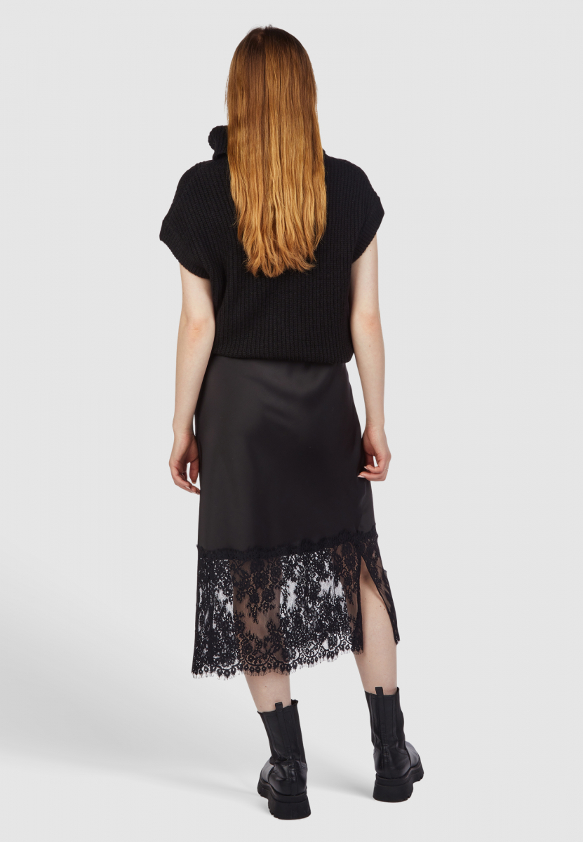 Fine satin skirt with lace hem Dresses & Skirts Fashion