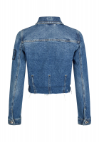 Cropped Jeansjacke aus Comfort Blue Denim