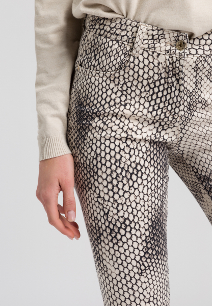 Five-pocket trousers in snake print
