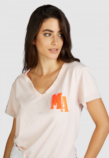 T-shirt with terry cloth appliqué