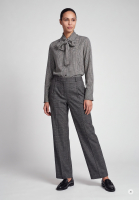 Checkered Blouse with Bow Tie