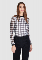 Mesh shirt with houndstooth pattern