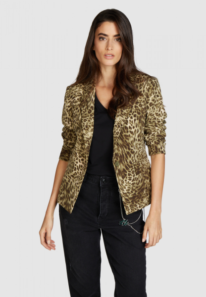 Einreihiger Blazer im Leoparden-Look