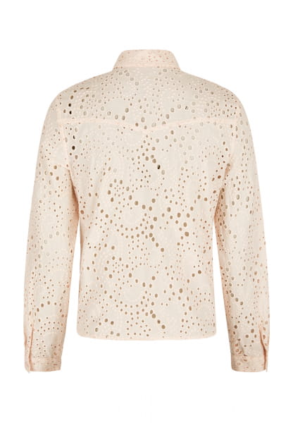 Wrap blouse in perforated embroidery