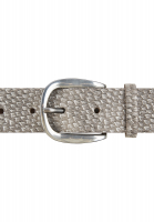 Belt with matt silver buckle