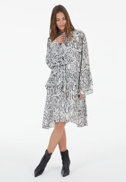 Kleid mit Snakeprint aus Viskose Chiffon