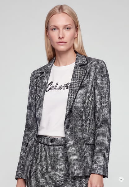 Slim-fit single-button blazer in bouclé