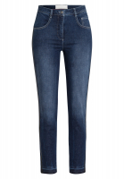High-waisted skinny jeans in blue denim with side stripes