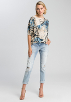 Boxy sweater with abstract animal print