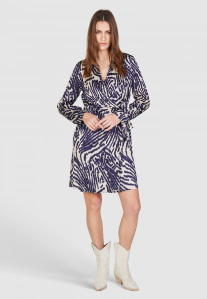 Wrap dress with abstract tiger print