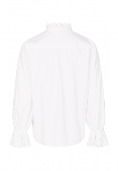 Blouse with placed perforated embroidery