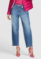 Cropped straight jeans made from comfort blue denim