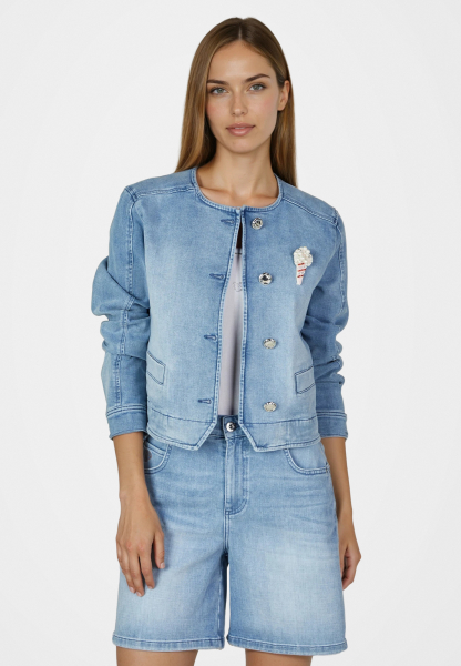 Jeansjacke ohne Kragen