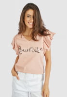 T-Shirt mit Paillettenapplikation