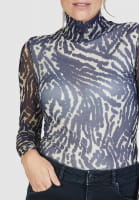 Mesh shirt with abstract tiger print