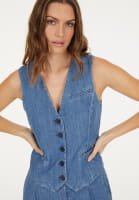 Denim vest with belt