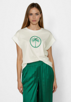 Shirt with shiny palm tree embroidery