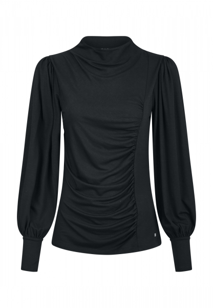 Jersey top with puff sleeves