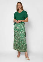 Wrap-style midi skirt