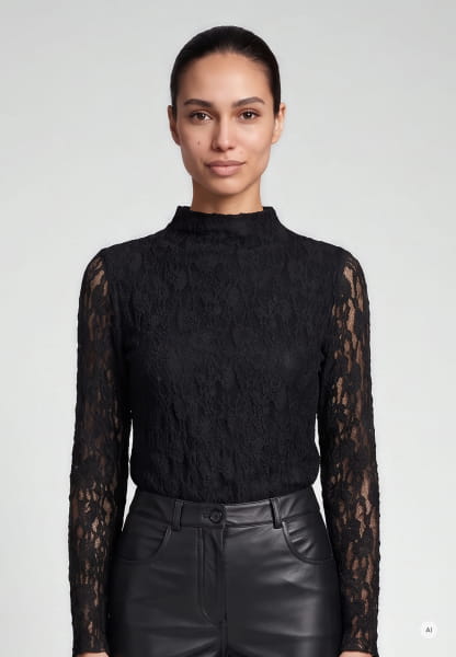 Long-sleeve lace shirt