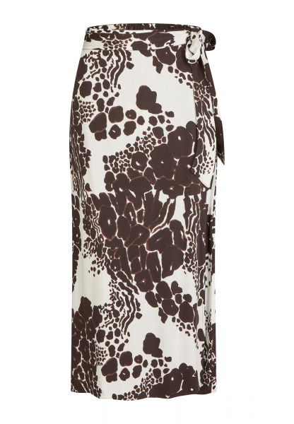 Wrap skirt with abstract flower print