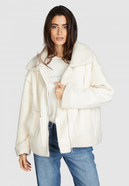 Vegan fur zipper jacket
