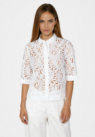 Lace blouse with poplin trim