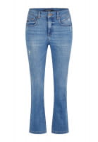 Cropped flared trousers made of blue denim