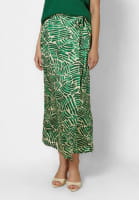 Wrap-style midi skirt