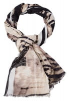 Scarf with animal print and rhinestones