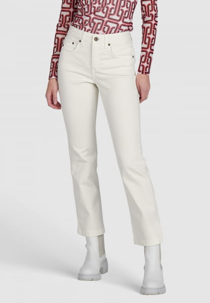 Cropped flared trousers colored denim