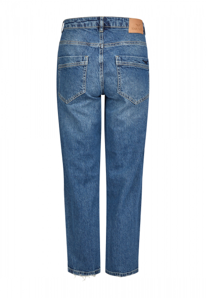 Cropped straight jeans made from comfort blue denim