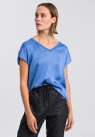 Satin shirt with V-neckline