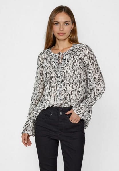 Bluse mit Snakeprint aus Viskose Chiffon