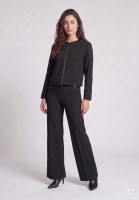 Blouson jacket with satin piping