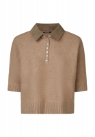 Sweater with faux leather collar