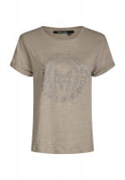 Linen shirt with rhinestone logo
