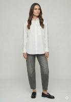 Oversized poplin shirt with decorative ribbon