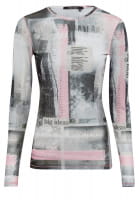 Mesh shirt with newspaper print