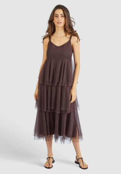Tulle dress with tiered flounces