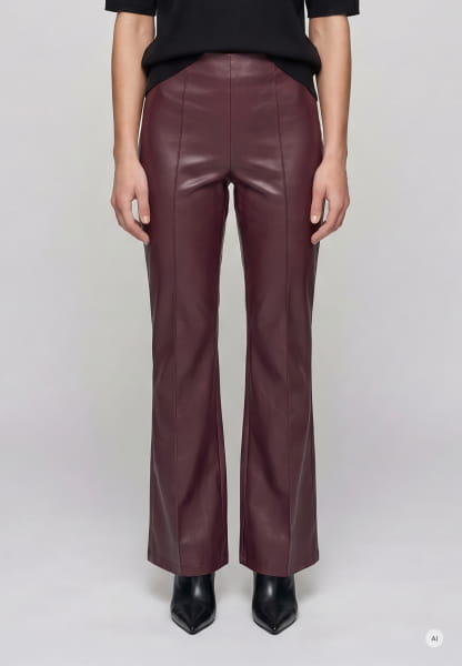 Flared pants made of soft faux leather