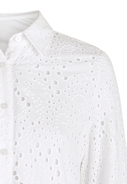 Shirt blouse dress in perforated embroidery